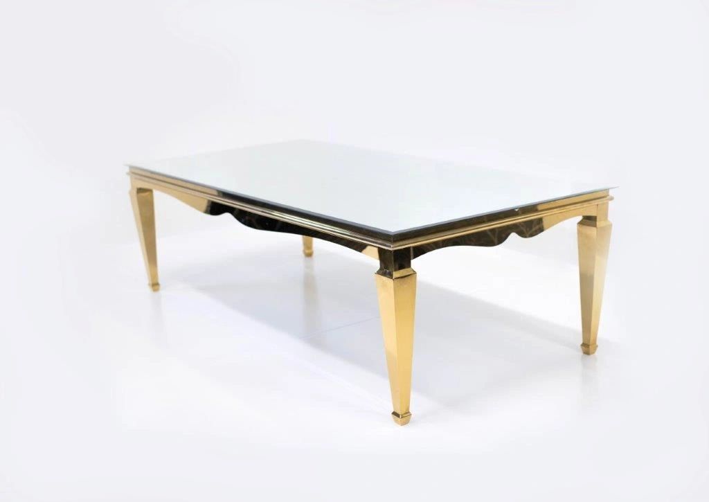 8ft White and Gold Modern Dining Table